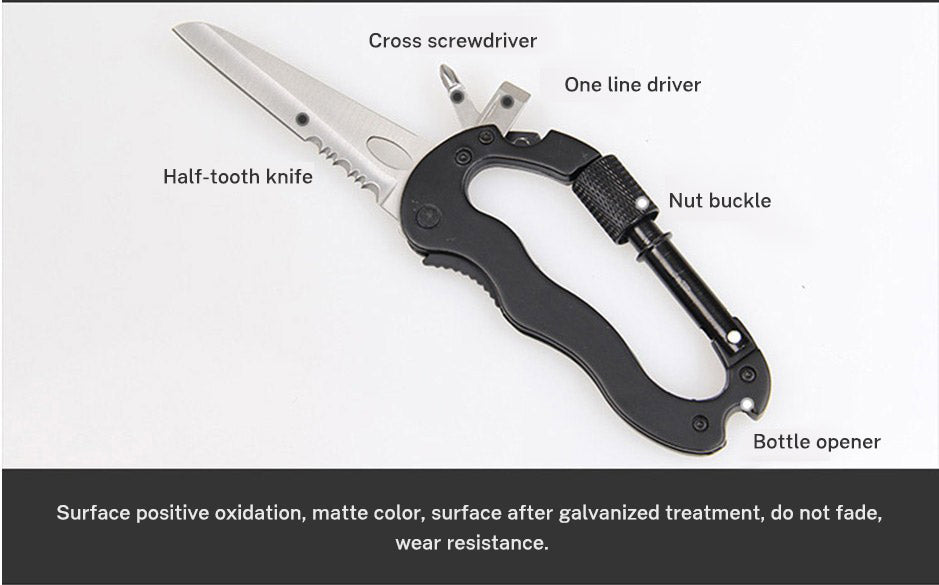 5 In 1 Outdoor Mountaineering Multi Function Carabiner Tool