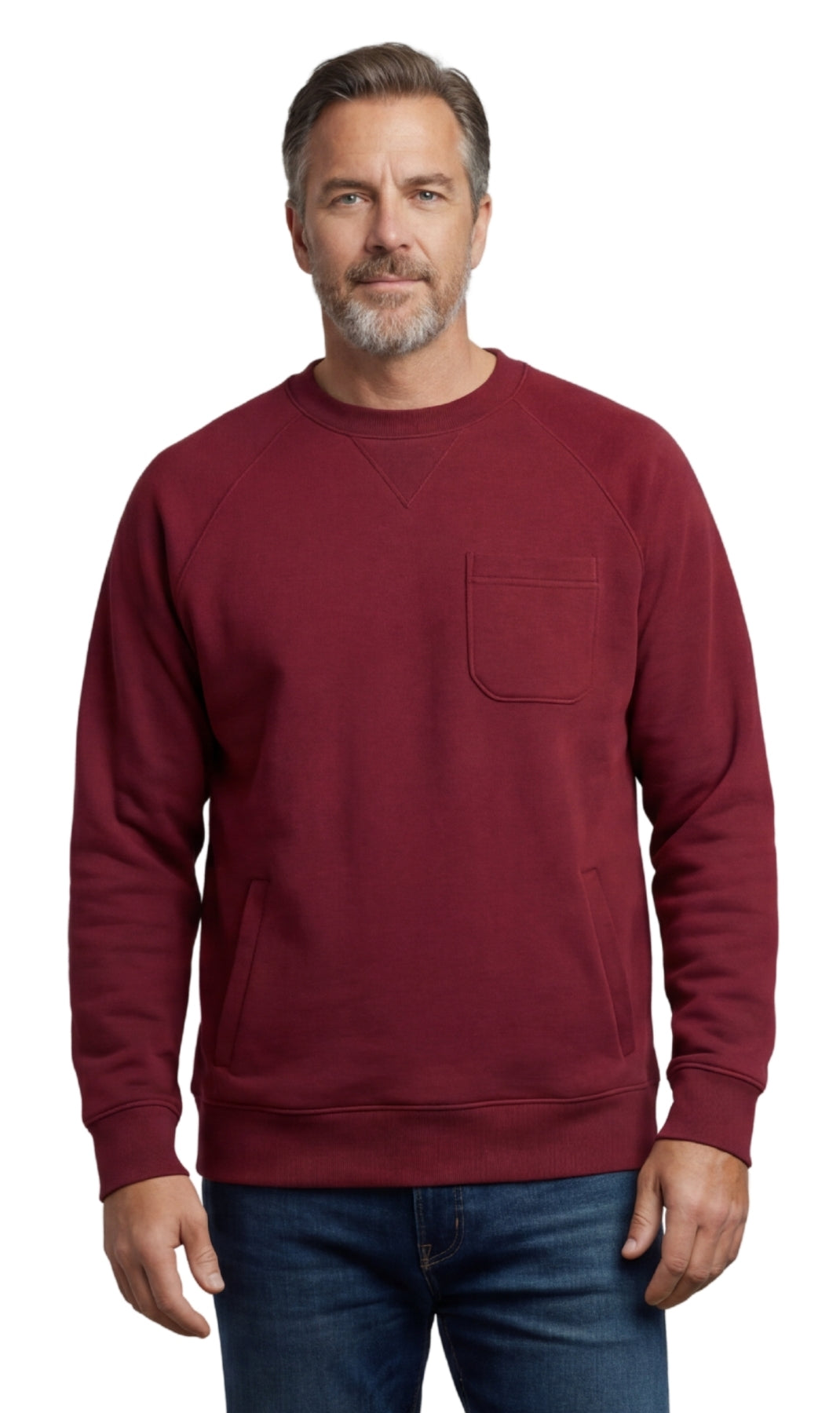Men's Three Pocket Fleece Sweatshirt Raglan Seam Design