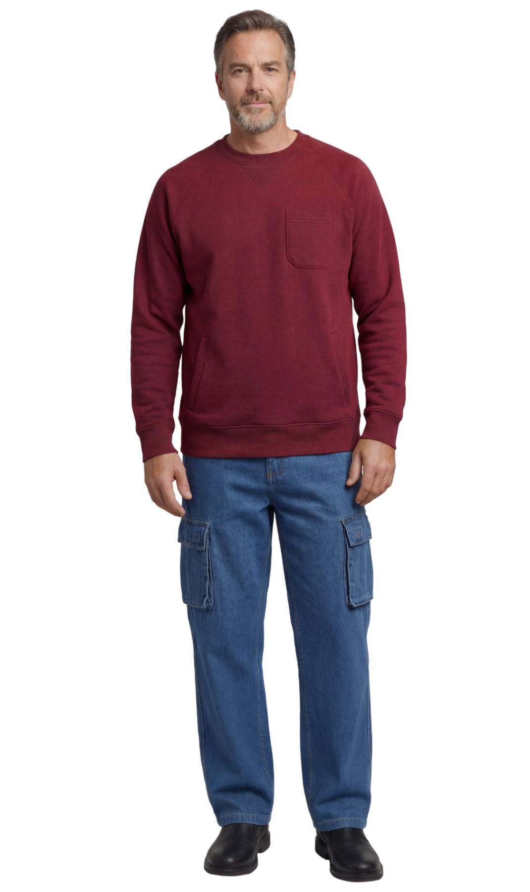 Men's Three Pocket Fleece Sweatshirt Raglan Seam Design