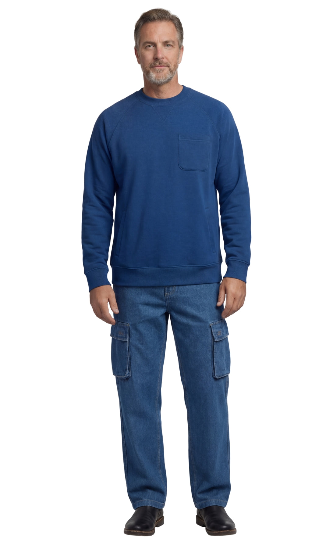 Men's Three Pocket Fleece Sweatshirt Raglan Seam Design