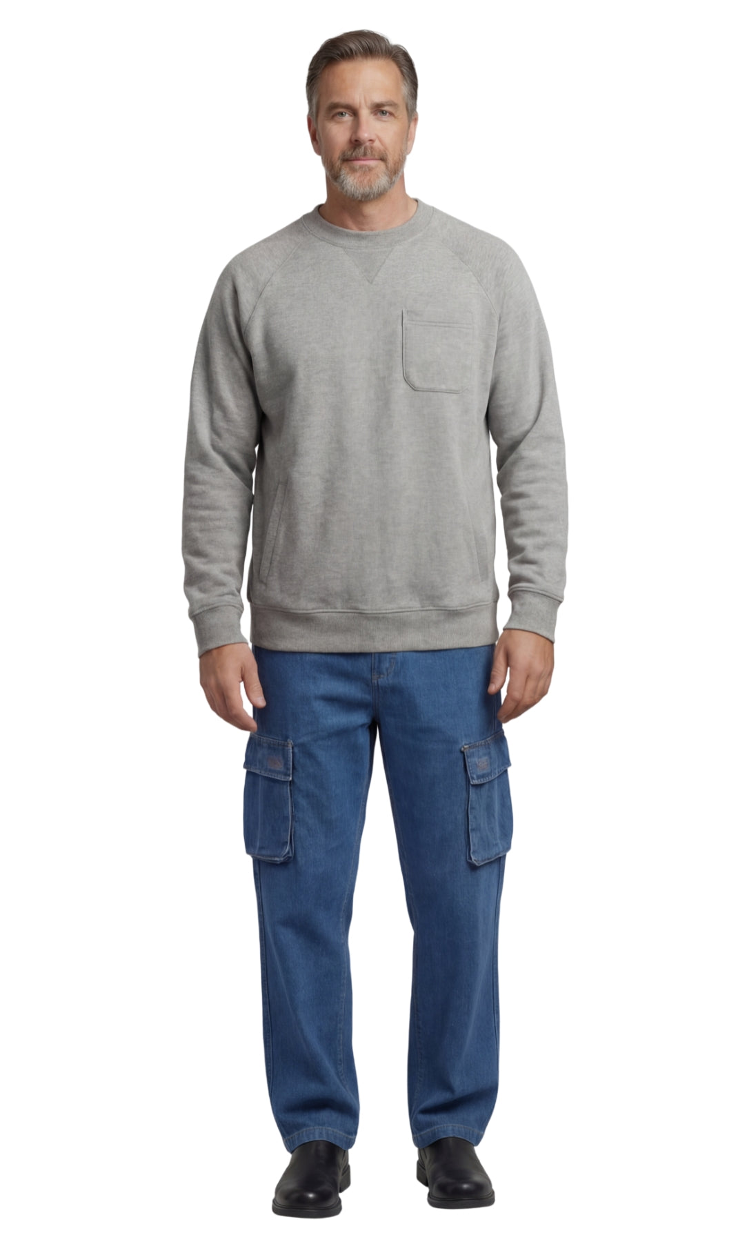 Men's Three Pocket Fleece Sweatshirt Raglan Seam Design