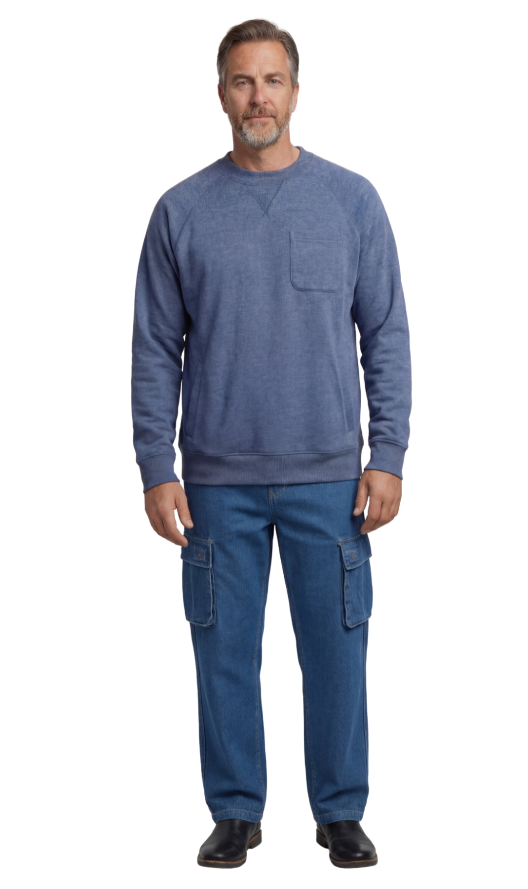 Men's Three Pocket Fleece Sweatshirt Raglan Seam Design