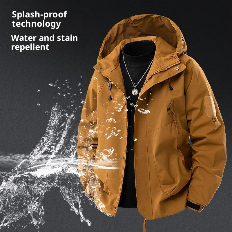 Loose Waterproof Hooded Cargo Jacket Outdoor Coat