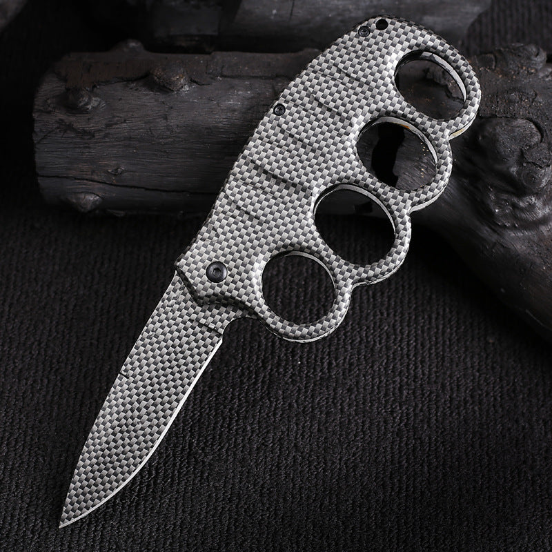 Stainless Steel Folding Utility Knife With Carbon Fiber Handle
