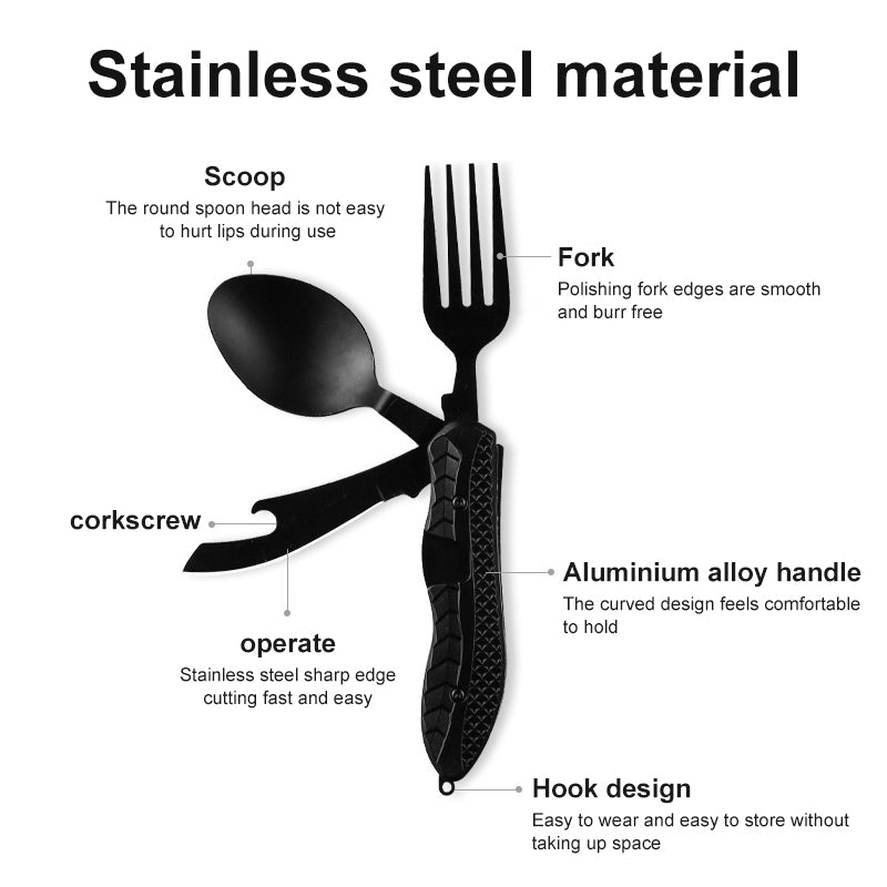 Stainless Steel Camping Tableware Set With Knife Fork Spoon