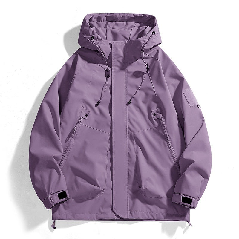 Loose Waterproof Hooded Cargo Jacket Outdoor Coat