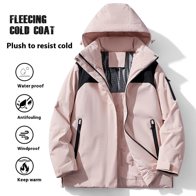Winter Cotton Padded Fleece Lined Windproof Outdoor Jacket