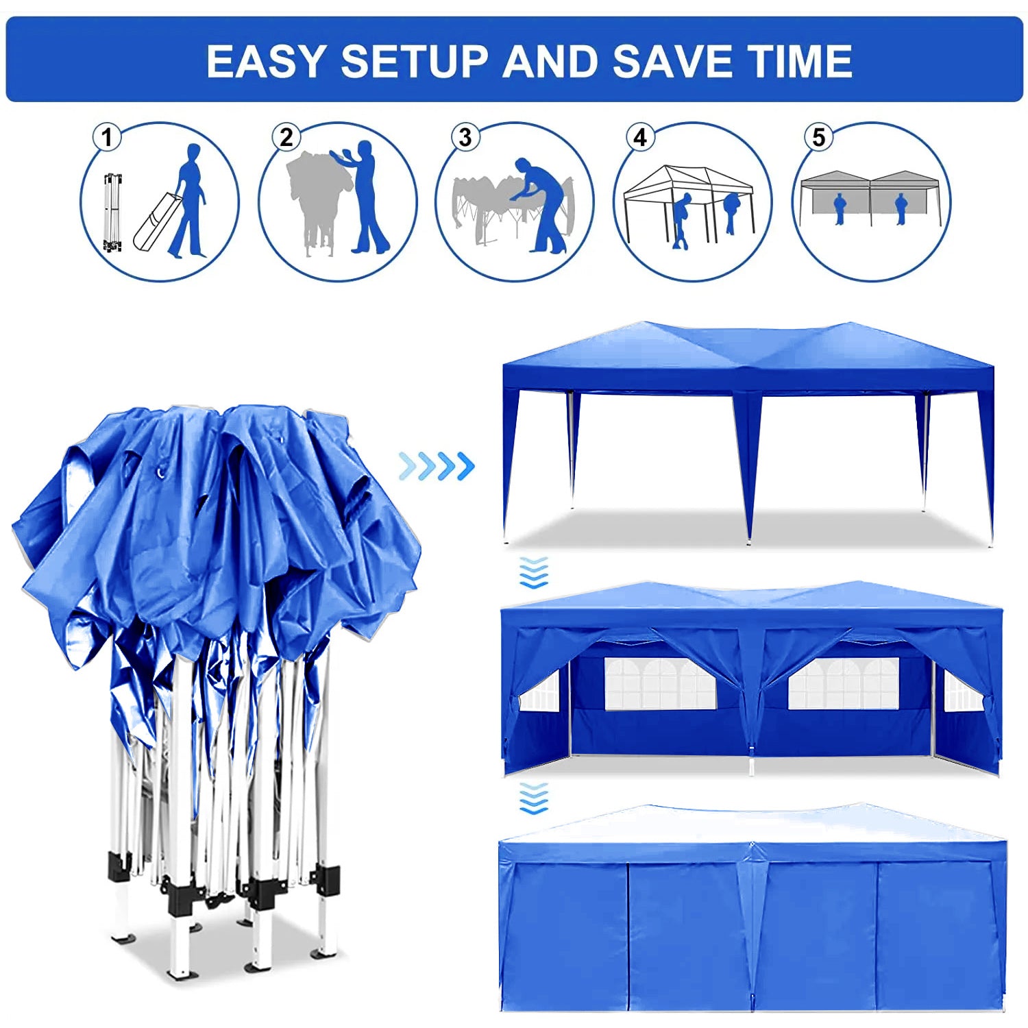 10x20 Folding Canopy with Detachable Side Walls