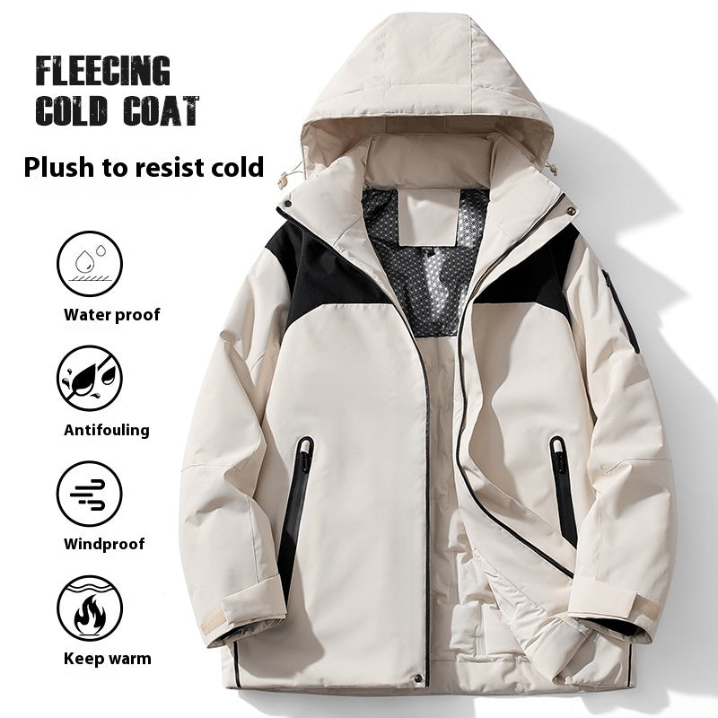 Winter Cotton Padded Fleece Lined Windproof Outdoor Jacket