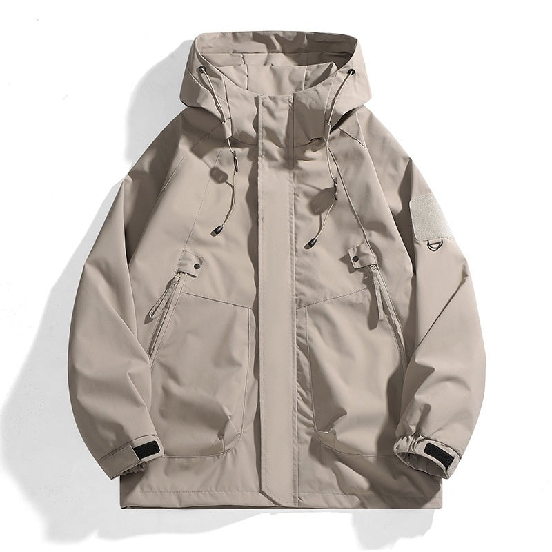 Loose Waterproof Hooded Cargo Jacket Outdoor Coat