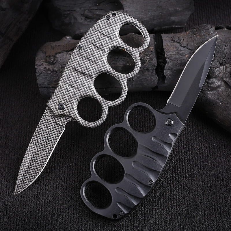 Stainless Steel Folding Utility Knife With Carbon Fiber Handle