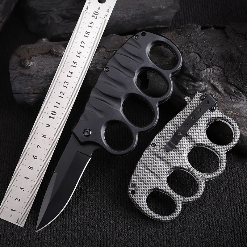 Stainless Steel Folding Utility Knife With Carbon Fiber Handle