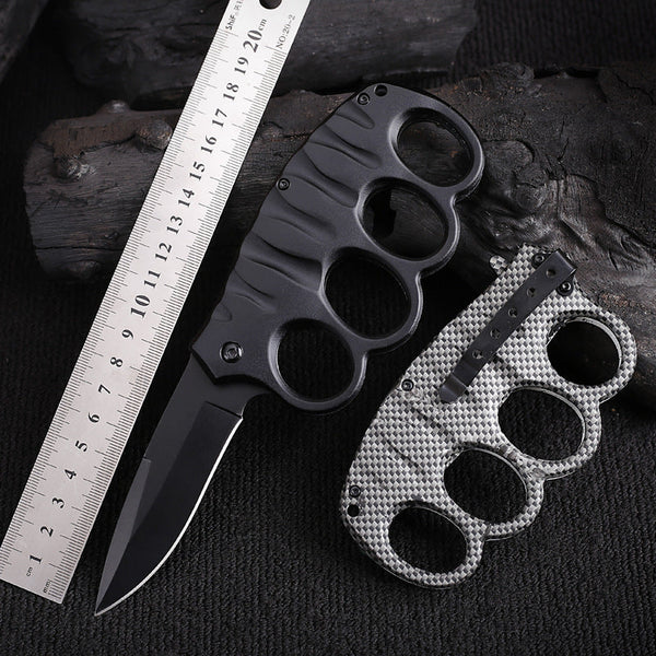 Stainless Steel Folding Utility Knife With Carbon Fiber Handle