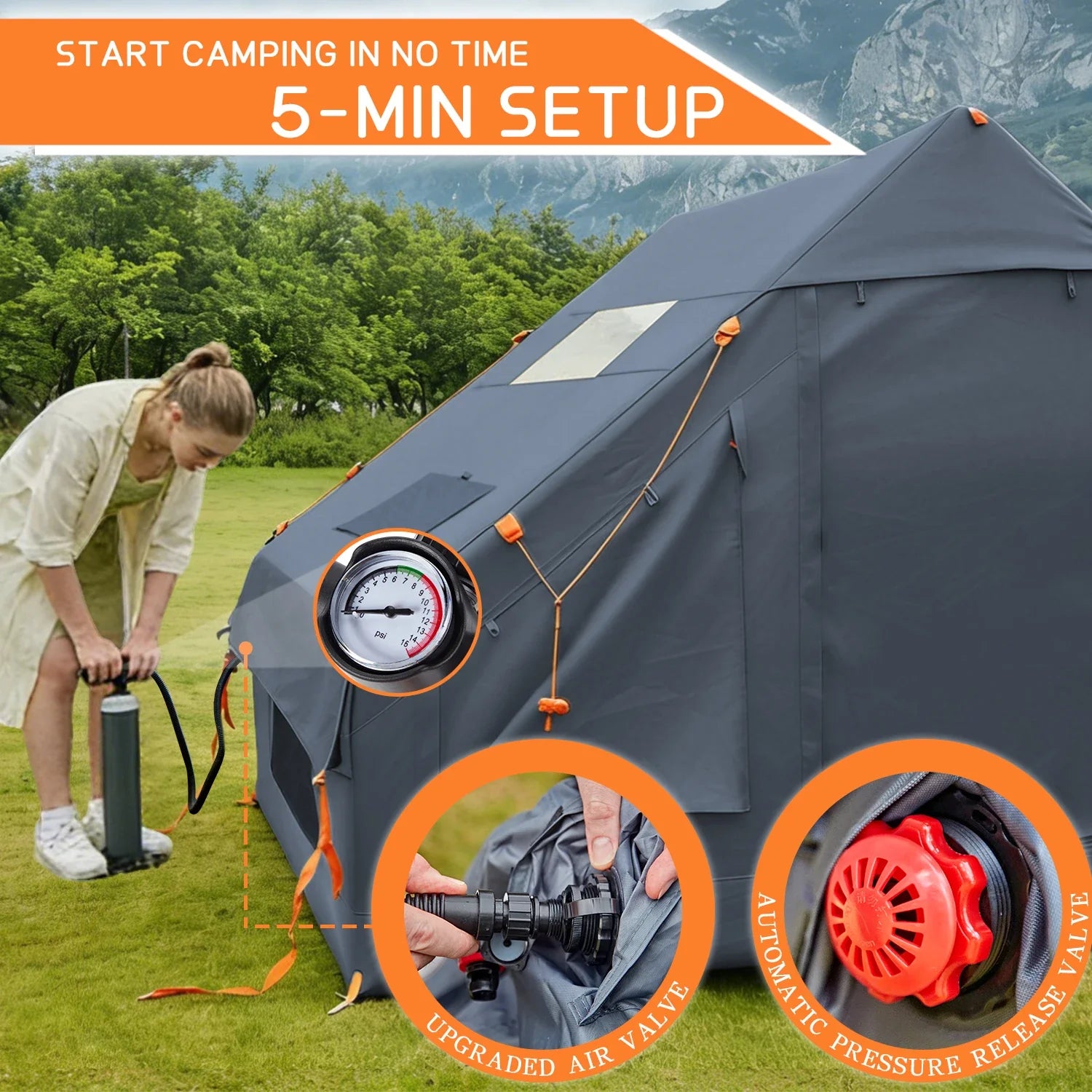 Inflatable Glamping Hot Tent Waterproof PVC Air Camping