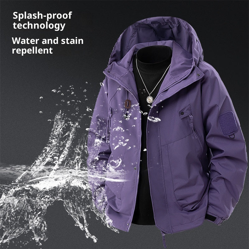 Loose Waterproof Hooded Cargo Jacket Outdoor Coat
