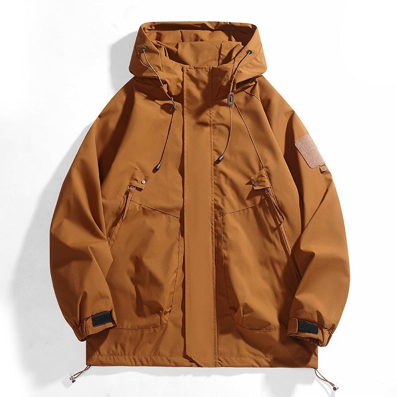 Loose Waterproof Hooded Cargo Jacket Outdoor Coat