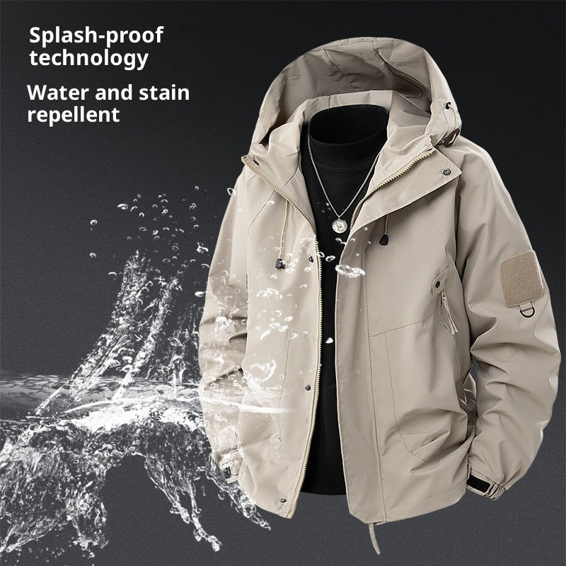 Loose Waterproof Hooded Cargo Jacket Outdoor Coat