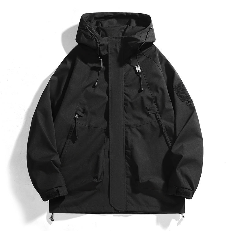 Loose Waterproof Hooded Cargo Jacket Outdoor Coat