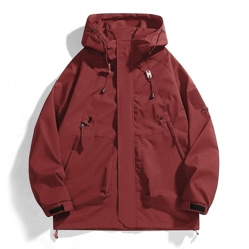 Loose Waterproof Hooded Cargo Jacket Outdoor Coat