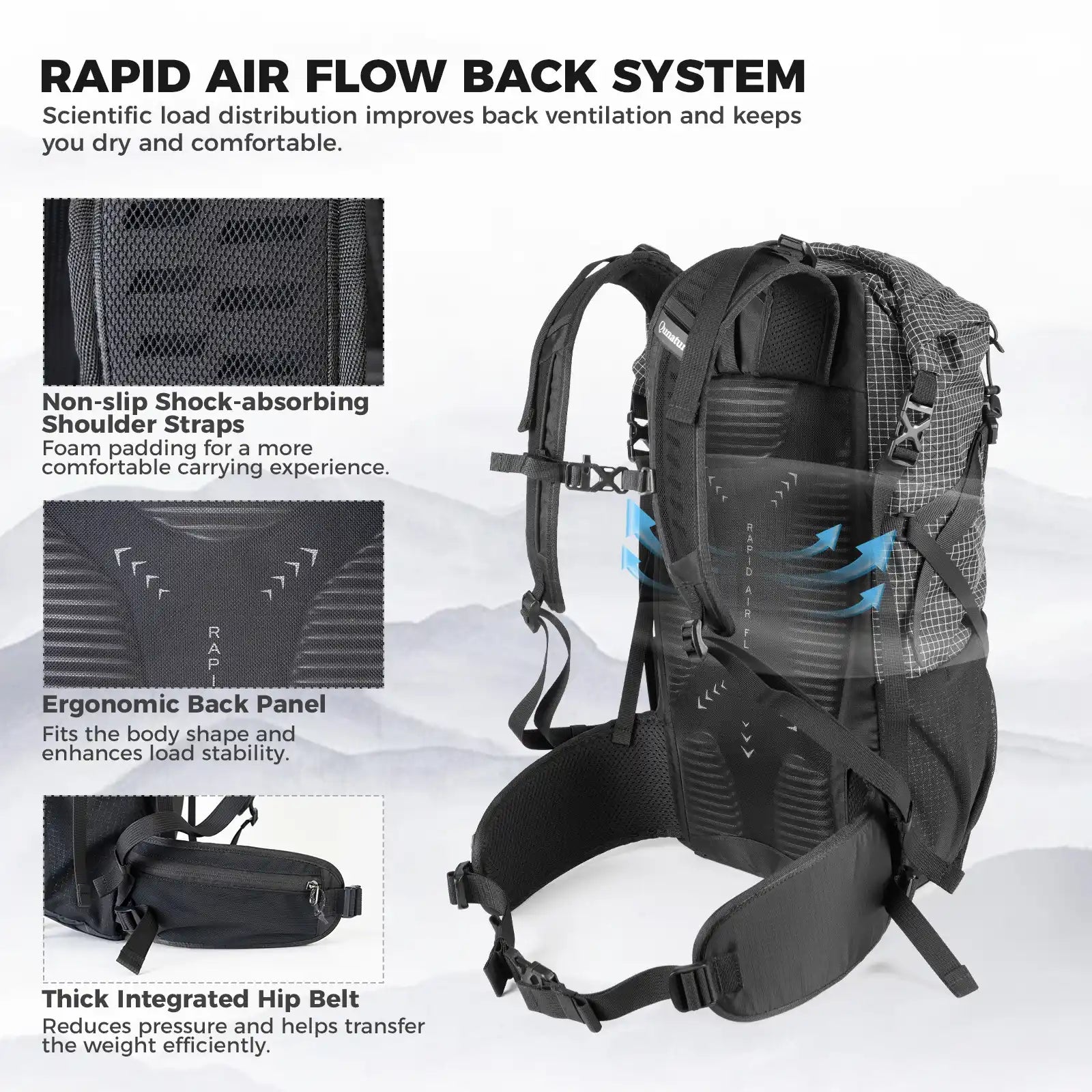 30 35L Lightweight Waterproof Large Capacity Hiking Backpack